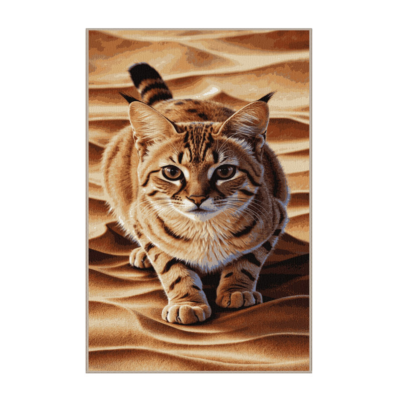 Washable Sand Cat Wildlife Area Rug, Runner 2' x 4'