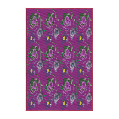 Tapis mauve à motif floral Shayaan