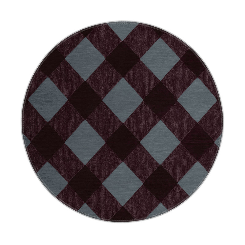 Tapis d'intérieur et d'extérieur à carreaux rouge, Rond 5 pi