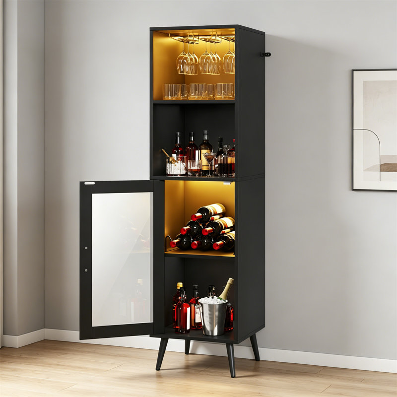 Wine Bottle & Glass Rack Black, 148 40 40