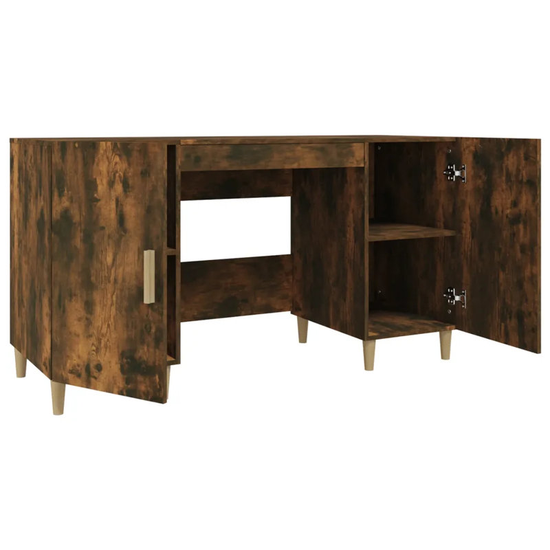 140Cm W Rectangular Computer Desk, Smoked Oak/Natural
