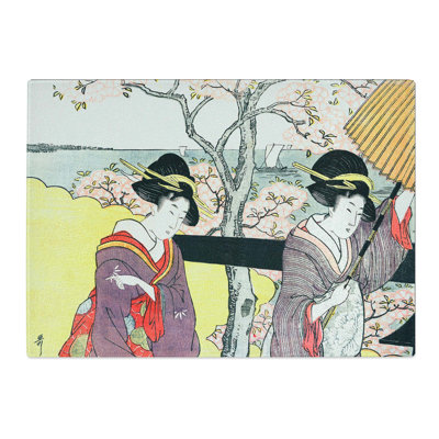 Tempered Glass Gotenyama No Hanami Hidari by Kitagawa Utamaro Chopping Board