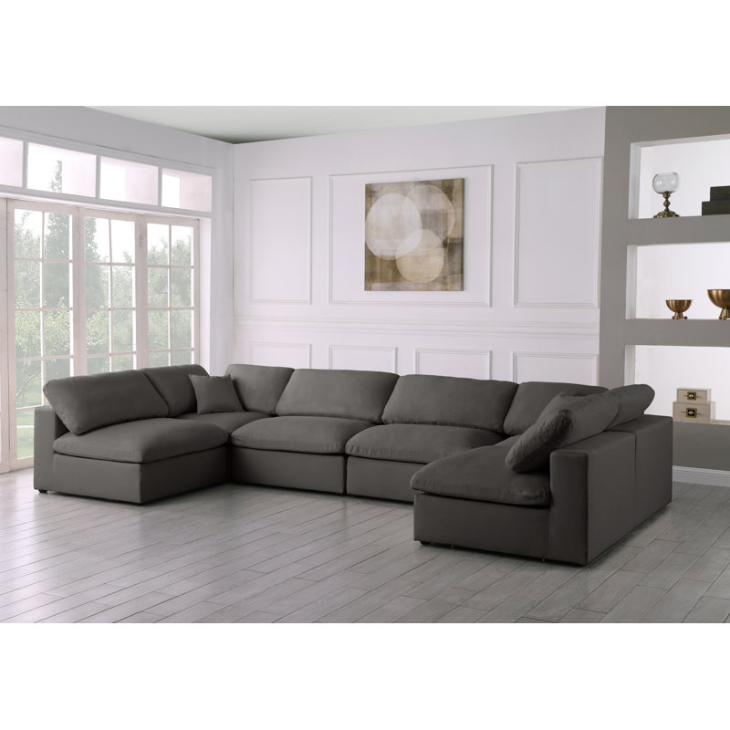 Jocqua Velvet U-Shaped Sectional Reversible, Grey Velvet