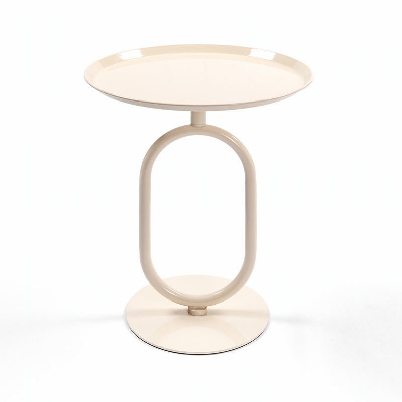 Lantern-shaped Metal Coffee Table, Cream White, 24" H x 17.7" L x 17.7" W