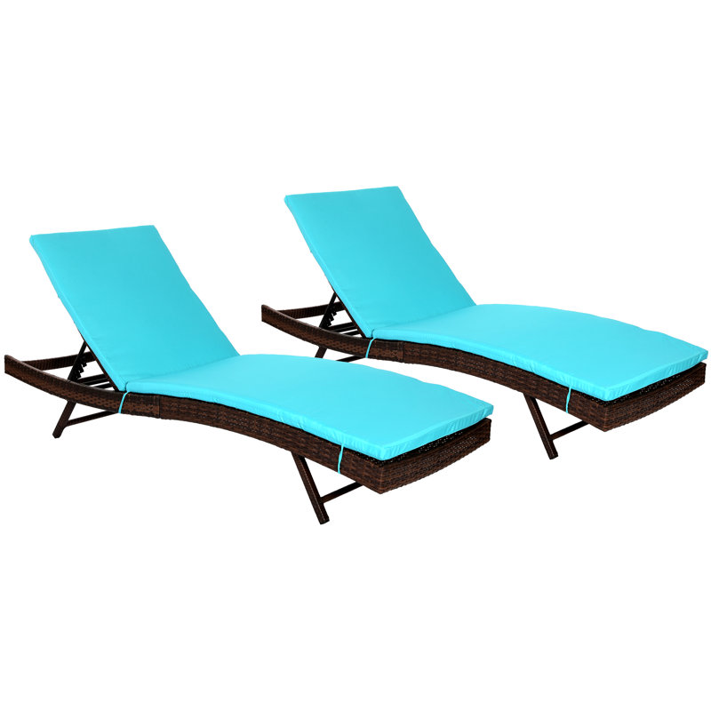 Outdoor Chaise Lounge , Cushion Included, Blue
