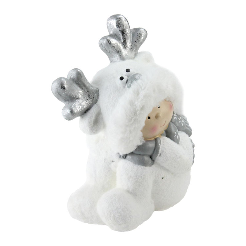 Décoration de table de Noël enfant 12,5 "souriant et blanc avec renne
