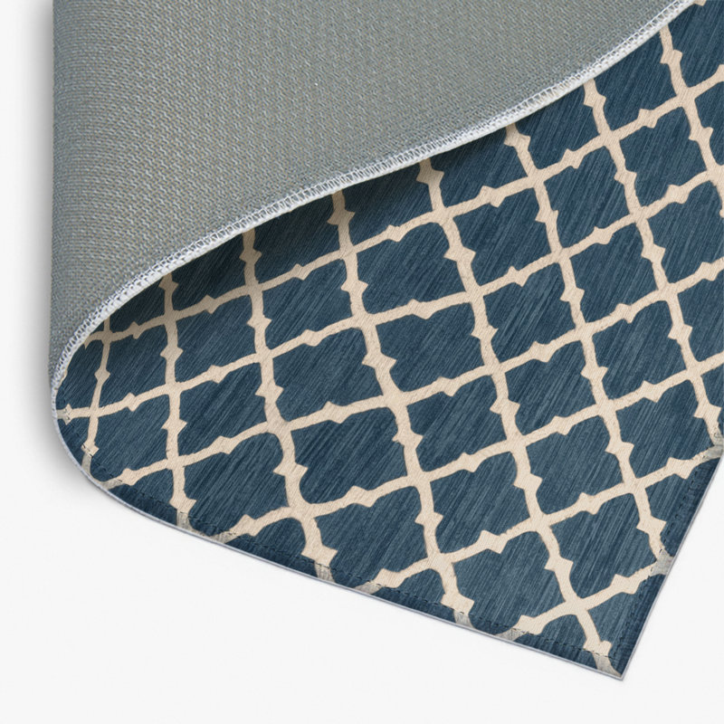 Trellis Blue Indoor and Outdoor Area Rug, Rectangle 2' x 3'