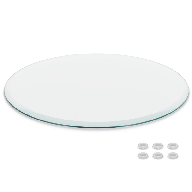 Plateau de table rond en verre trempé, H 0,25 po x l 30 po x P 30 po