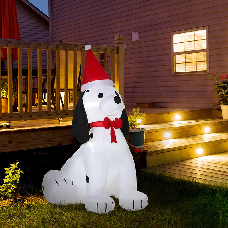 HOMCOM 6ft Inflatable Christmas Puppy Dog Lighted Outdoor Decor
