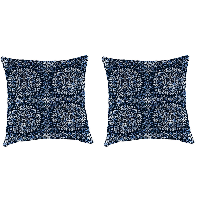 16" x 16" Outdoor Throw Pillow (Set of 2), Blue Floral