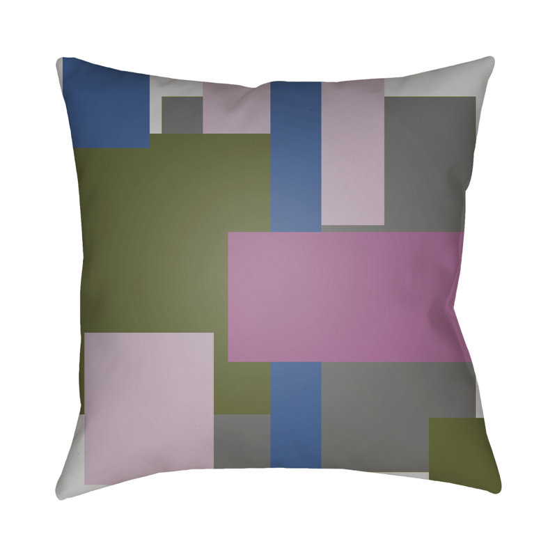 Moderne Indoor/Outdoor Throw Pillow, 18" H x 18" W x 4" D, Blue / Purple / Grey