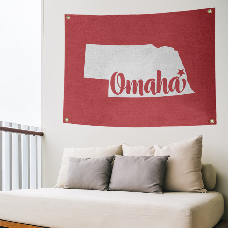 Tapisserie murale nebraska omaha, H 50 po x l 59 po, Rouge