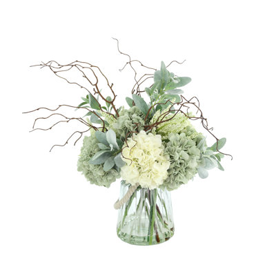 Polysilk Hydrangea Arrangement in Vase