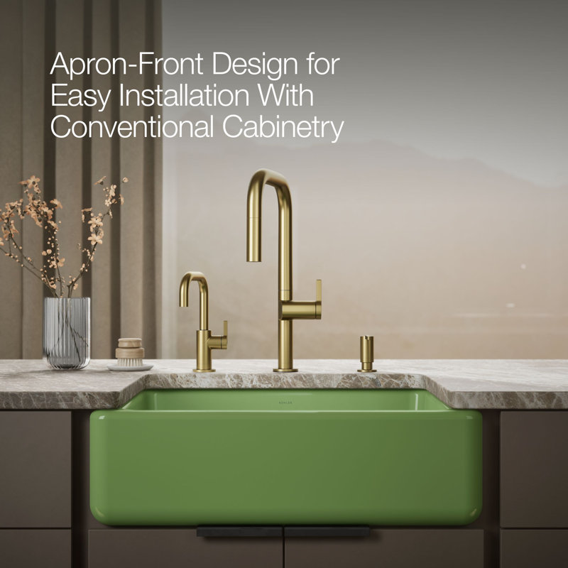 Whitehaven® 29.69" L x 21.69" W Farmhouse Single Bowl Kitchen Sink, Fresh Green