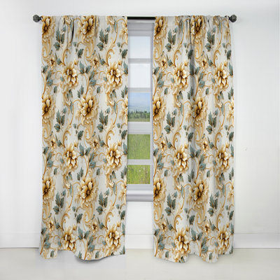 Vintage Ornamental Corners Victorian Pattern II - Damask Blackout Curtain - 1 Panels