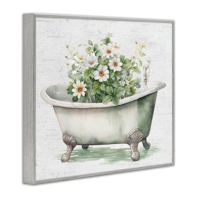Baignoire Boho avec marguerites, giclée encadrée, design par lettré et doublé