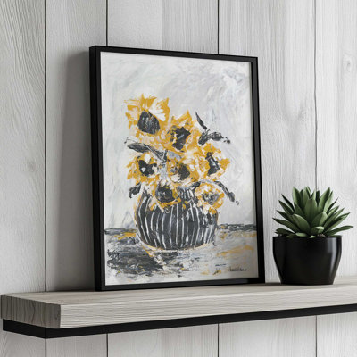 «Sunflowers and Stripes II» par Amanda Hilburn, reproduction d'art