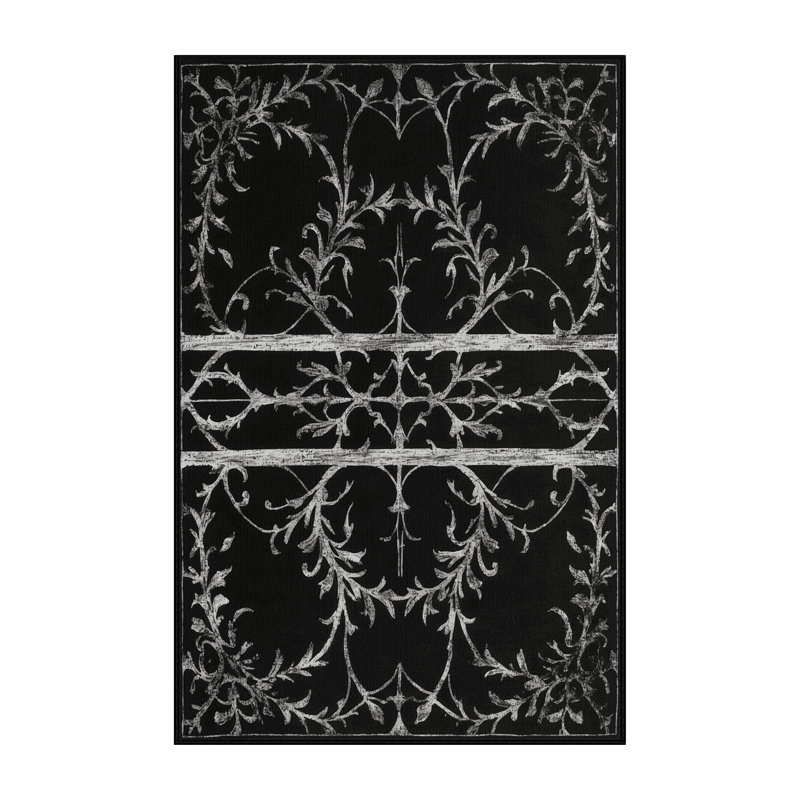 Obsidian Bloom Rug, Rectangle 2' x 3'