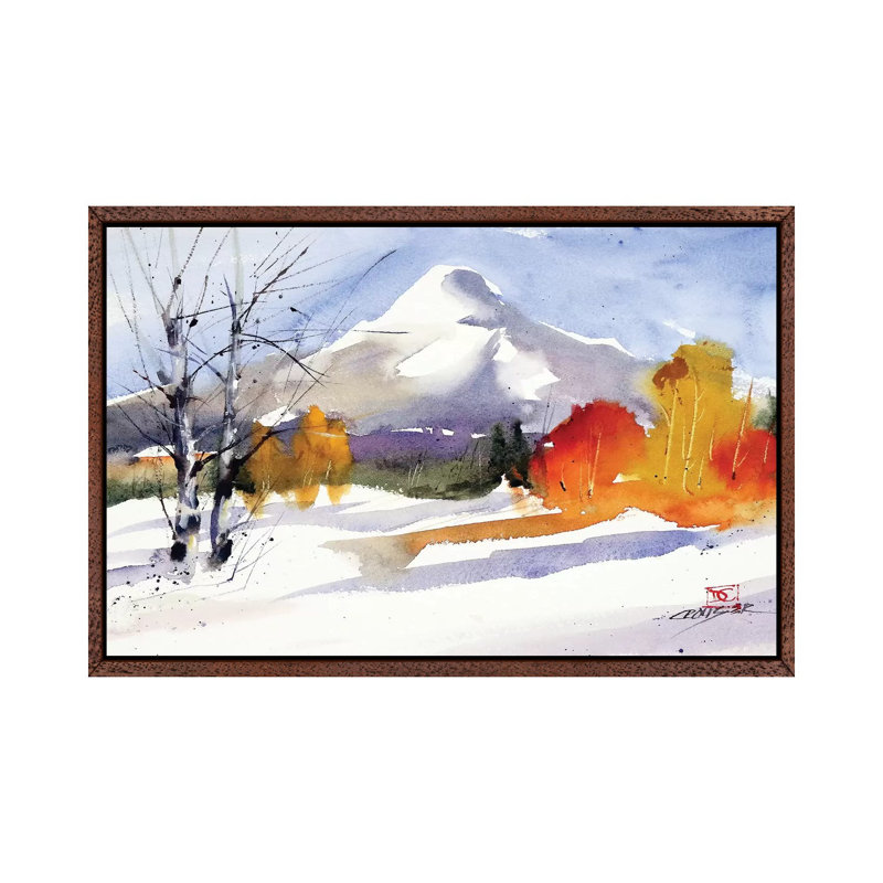 Fall Meets Winter by Dean Crouser - Print on Canvas, 66.04 cm H x 45.72 cm W, Classic Brown Wood Framed