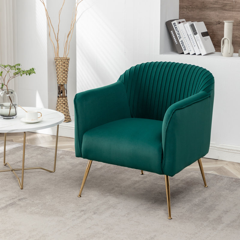 Raziye Velvet Barrel Chair, Green