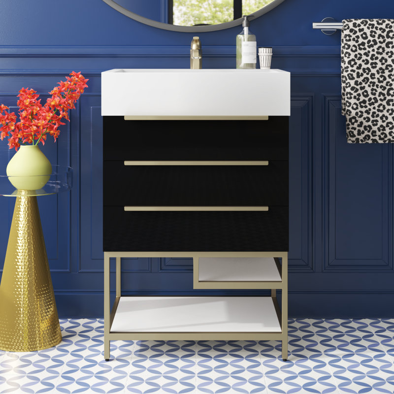 Ensemble de meuble-lavabo simple 24 po Glasgow, Noir ultrabrillant