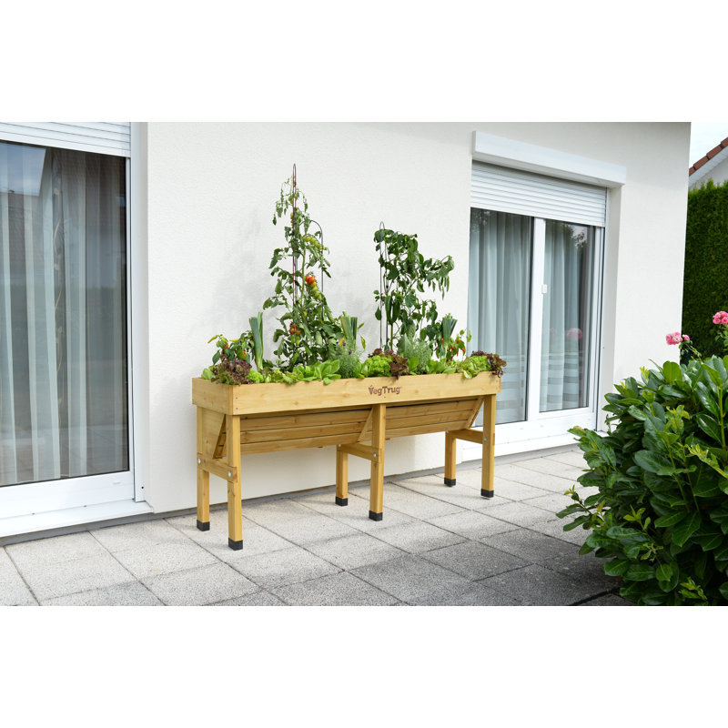 Wallhugger Raised Bed Planter, 32" H x 73" W x 18" D, Natural