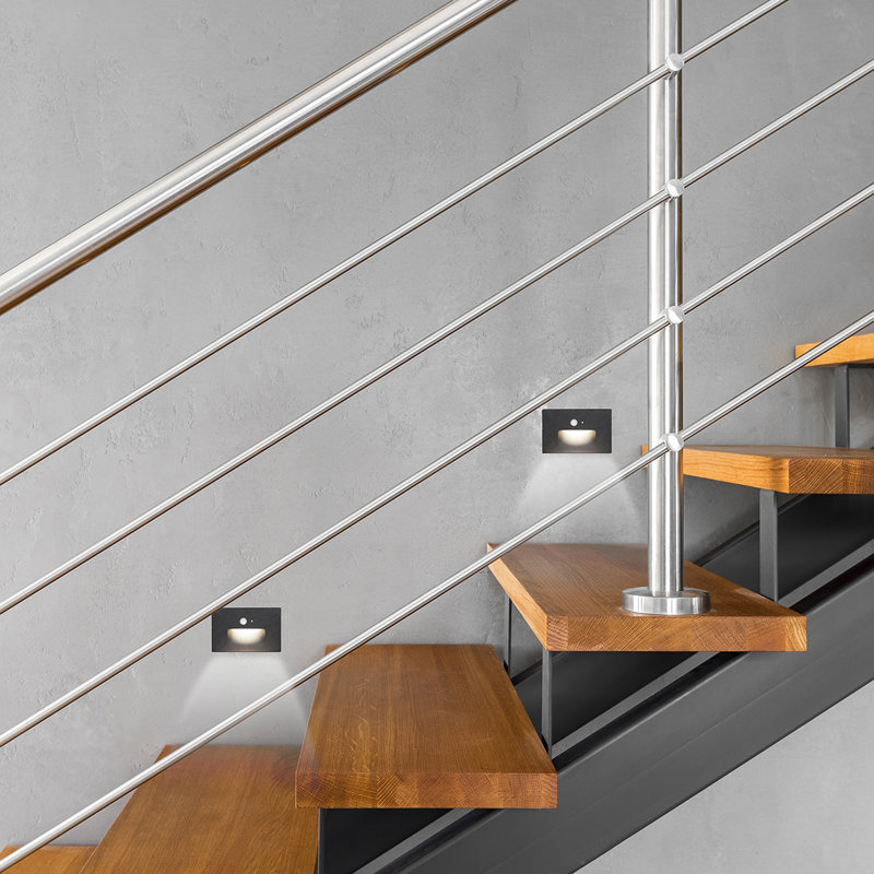 Black Integrated LED Recessed Stair Light with Motion Detection