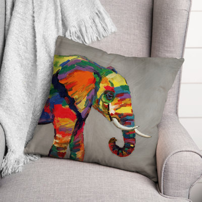 Housse de coussin carrée d’extérieur Bright Elephant