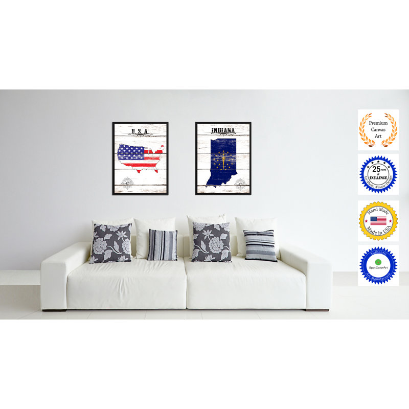 «Indiana State Vintage Flag», reproduction d'impression sur toile, H 29 po x l 22 po x P 1,2 po