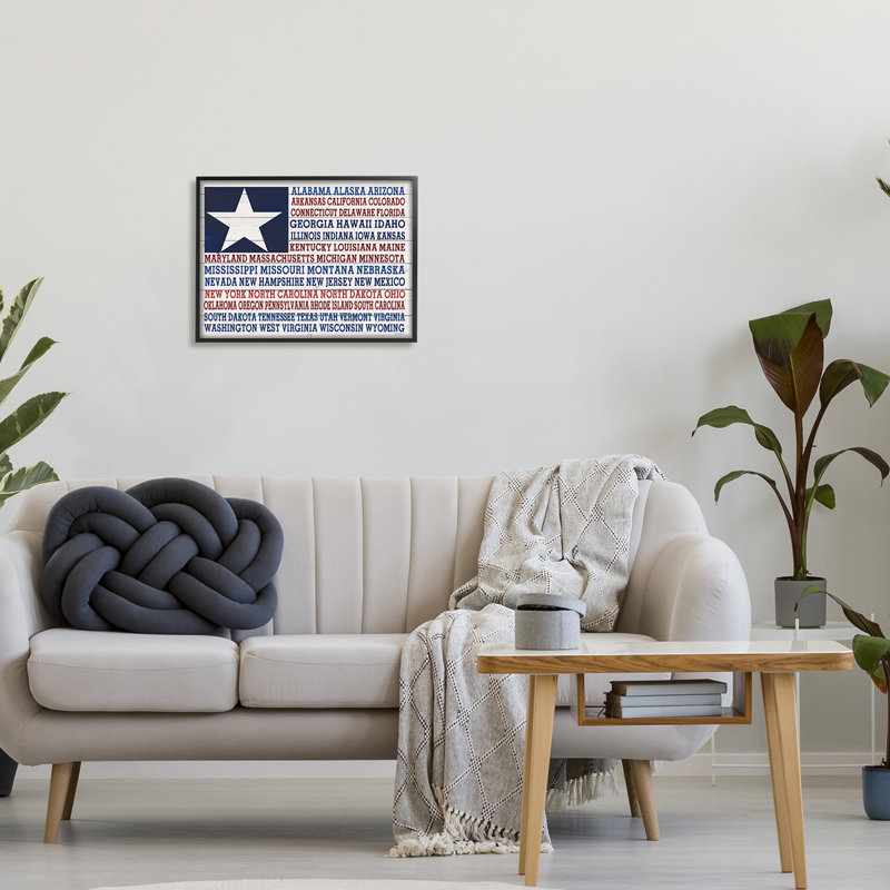 Étoile américaine, H 20 po x l 20 po x P 1,5 po, Giclée encadrée noir minuit