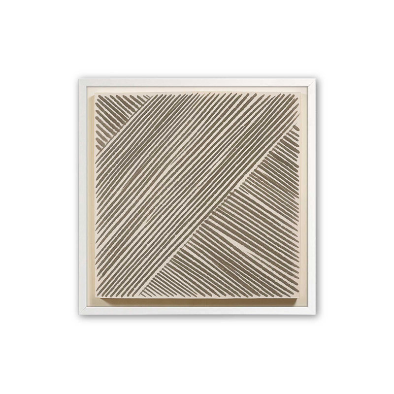 Illusion linéaire moderne I, Cadre simple blanc opaque, H 17,5 po x l 17,5 po