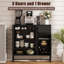 Buffet de style campagnard 44,3 "avec bar à café, armoire de rangement rustique avec portes en treillis et tiroir pour le salon et la cuisine-2109029886