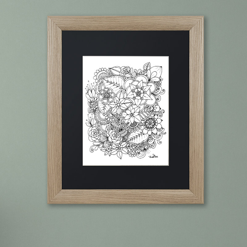« fleurs », impression encadrée sur toile, Noir, H 20 po x l 16 po x P 0,5 po, Cadre argenté