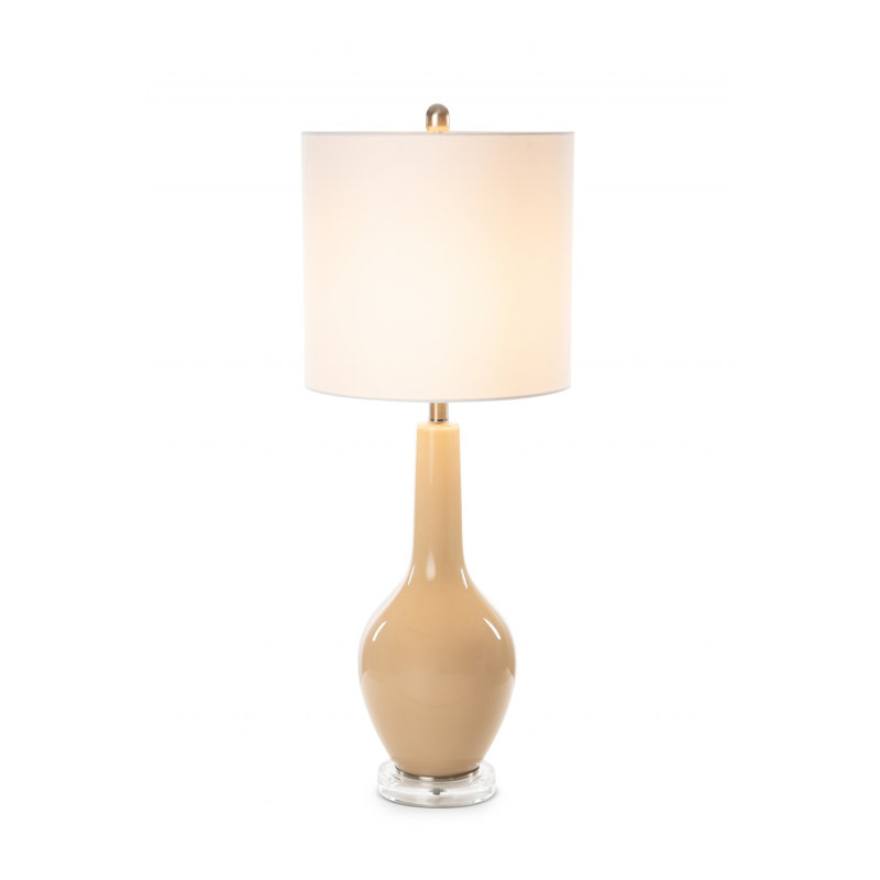 Ensemble de 2 lampes de table modernes en acrylique Aqua, Beige, Blanc, H 33 po x l 13 po x P 13 po
