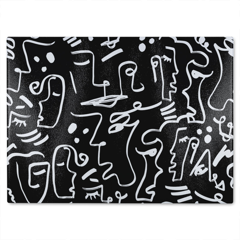 Geometric Shapes Repeating Designer Glass Chopping Board, 28cm L x 20cm W