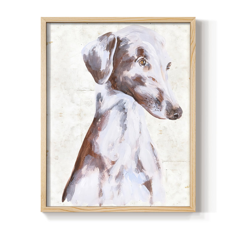 «Sitting Dog II», reproduction encadrée - bois massif, Naturel, H 11 po x l 9 po