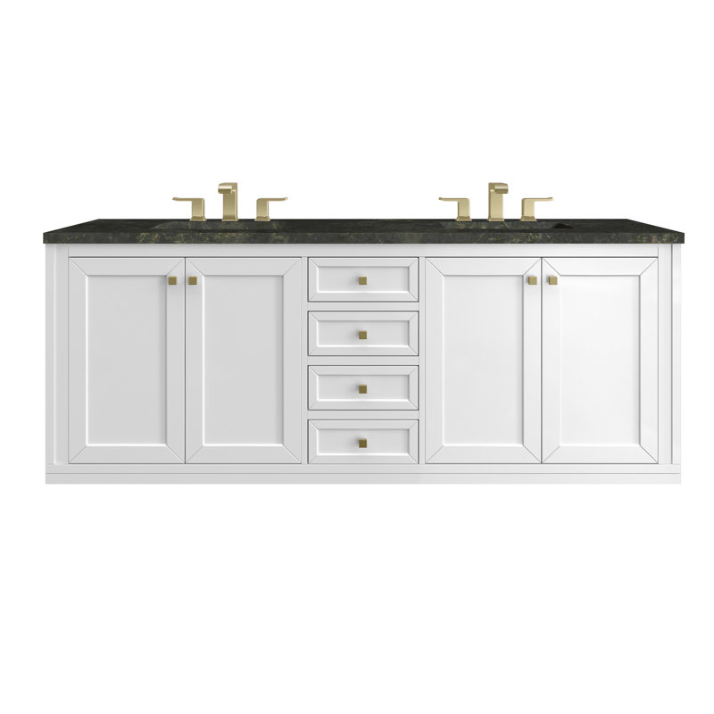 Chicago 72'' W Double Vanity, Glossy White, Phantome Eclos, 8" Widespread