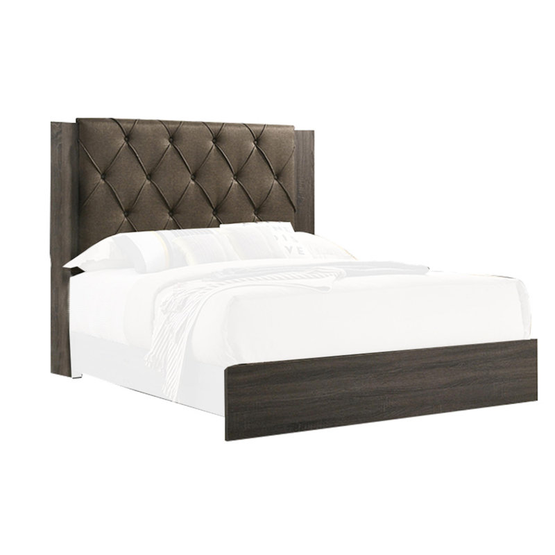 Upholstered Platform Bed, Queen, Brown