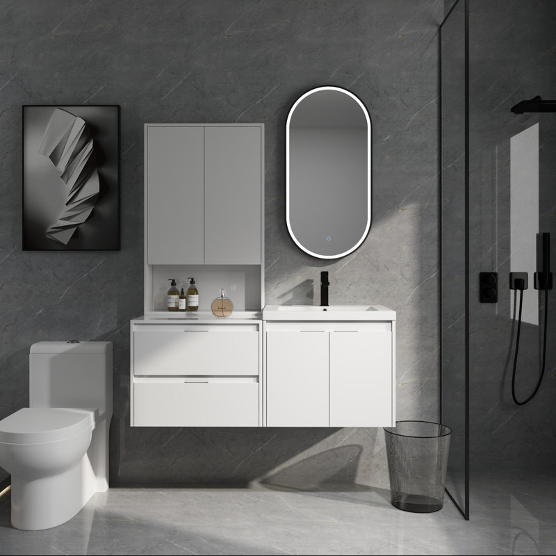 White 48" Vanity Set with Single Basin
