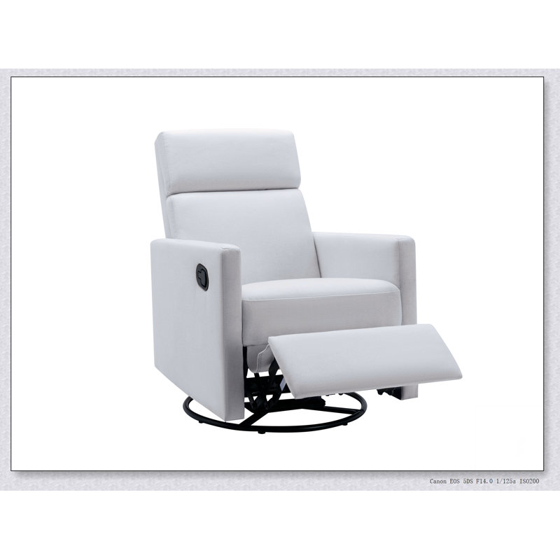 Modern Upholstered Rocker Nursery Chair Plush Seating Glider Swivel Recliner Chair, Beige