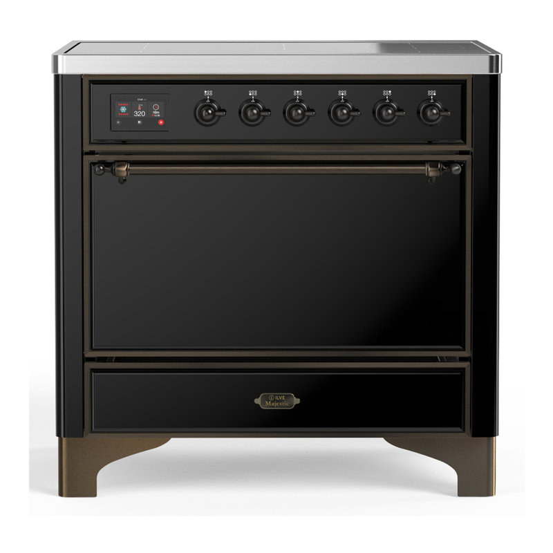 Majestic III Series 36 Inch Induction Range with 6 Induction Elements in Matte Graphite (Chrome Trim), Glossy Black