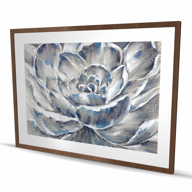 Fleur grise et bleue - reproduction encadrée pour la décoration de chambre à coucher, Brun