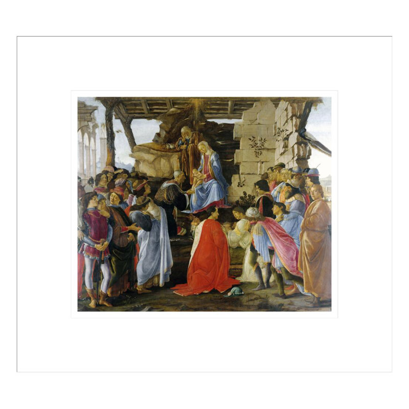 «Adoration of the Magi» par Sandro Botticelli - Estampe numérique encadrée, H 13,75 po x l 15,21 po