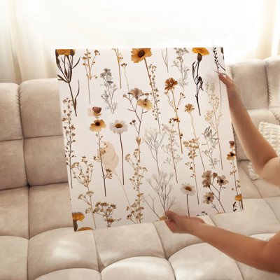 «Botanical Fall Wildflower Pattern IV Cottage», reproduction d'art non encadrée