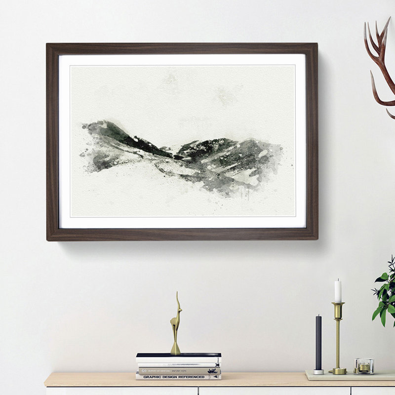 Path Through the Lake District in Abstract - Picture Frame Graphic Art Print, 27cm H x 36cm W x 2cm D, Walnut Framed