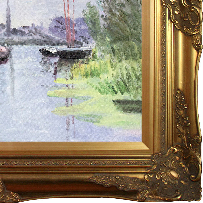Reproduction d’art sur toile, "vue d’ensemble Argenteuil" par Claude Monet, Cadre victorien doré