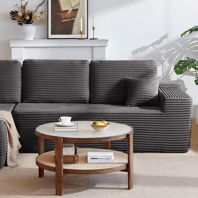 68-inch two-seater, can be paired with a left chaise to form a left-facing L-shape, soft-touch fabric, mainly for living room use, plush, grey 68.1x36.2x24.8 Inch Fabric & High-Density Foam Sofa Grey No Assembly Required
