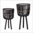 S/2 BAMBOO FOOTED PLANTERS 10/12", BLACK