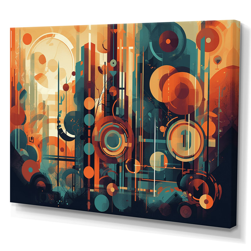 Braxtyn Orange And Blue Abstracted NostalgiaII On Canvas Print, 12" H x 20" W x 1" D, Wrapped Canvas