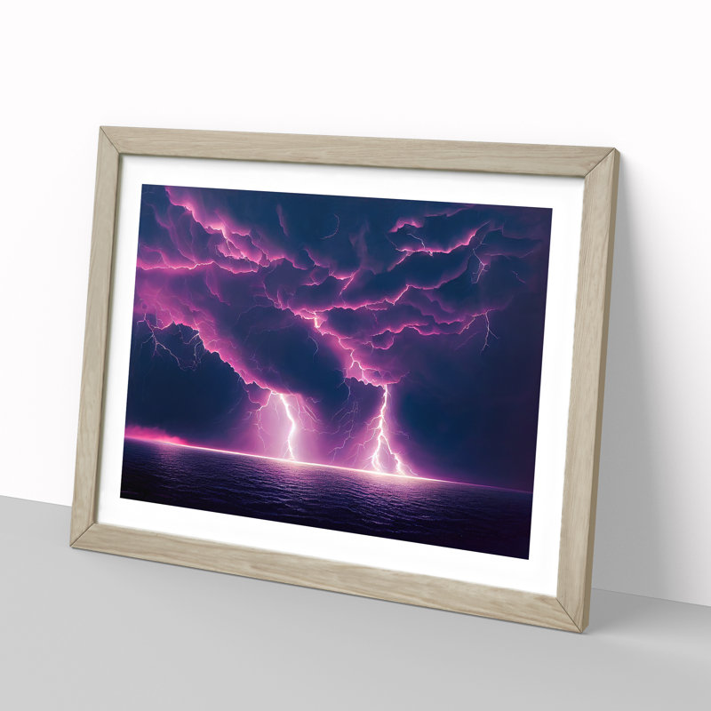 King Thunderstorm 1 Piece Single Picture Frame Wall Art, 34cm H x 46cm W x 2cm D, Oak